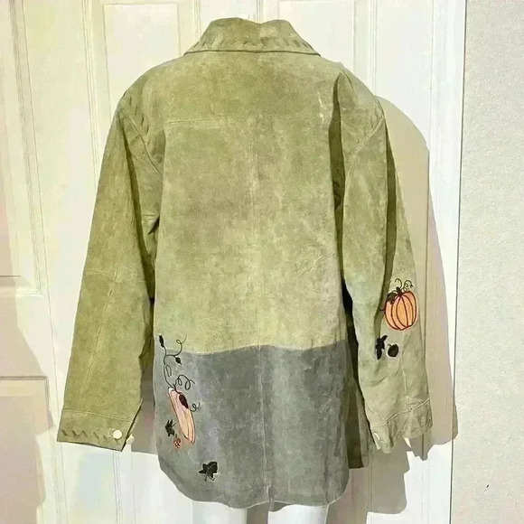 Vintage Quacker Factory Harvest Zip Halloween Pumpkin Leather Jacket Womens 1X - Picture 2 of 15